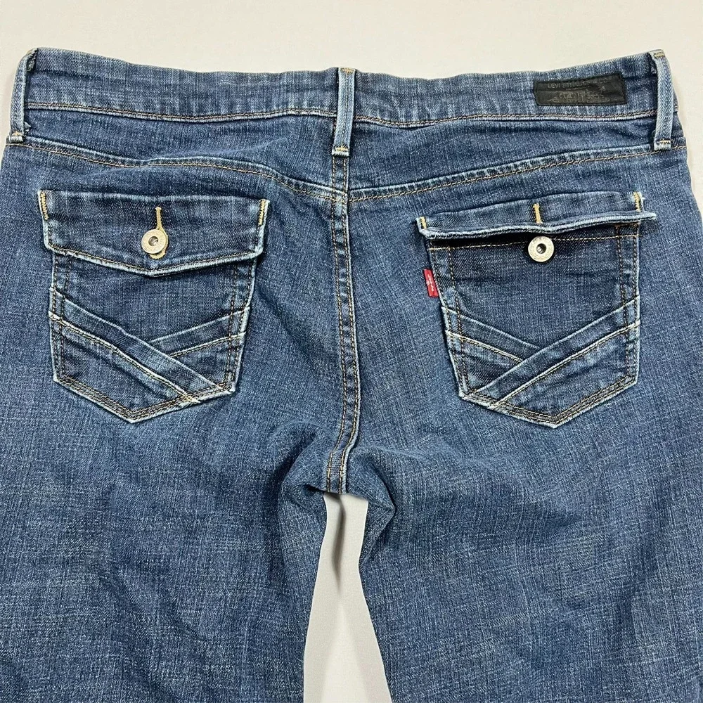 Y2K Levis 547 Platinum Flare Mid Rise Jeans Stretch Denim Flap Pocket Women's 12